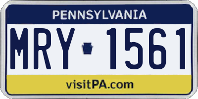 PA license plate MRY1561