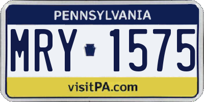 PA license plate MRY1575