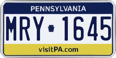 PA license plate MRY1645