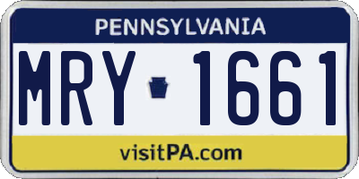PA license plate MRY1661