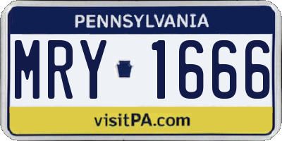 PA license plate MRY1666