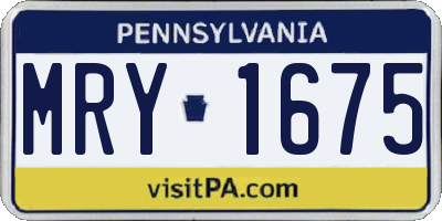PA license plate MRY1675