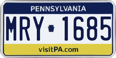 PA license plate MRY1685