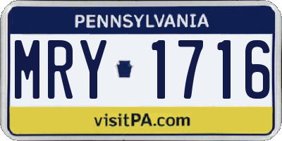 PA license plate MRY1716