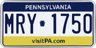 PA license plate MRY1750