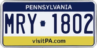 PA license plate MRY1802