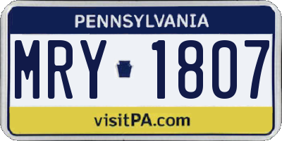 PA license plate MRY1807