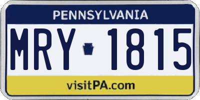PA license plate MRY1815