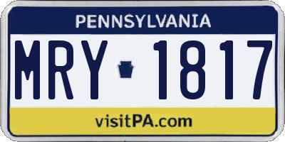 PA license plate MRY1817