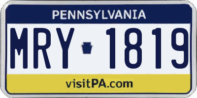PA license plate MRY1819