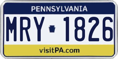PA license plate MRY1826