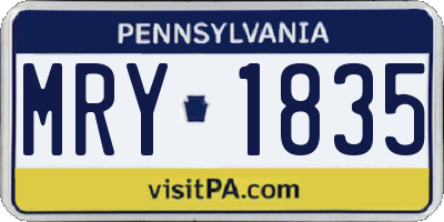 PA license plate MRY1835