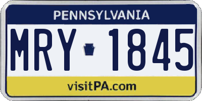 PA license plate MRY1845