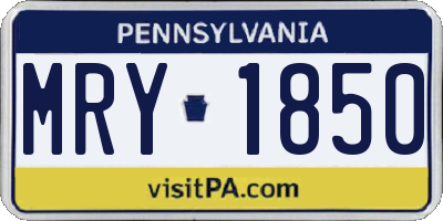 PA license plate MRY1850