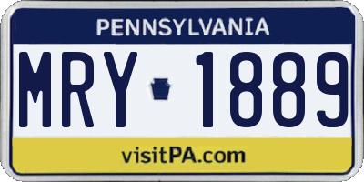 PA license plate MRY1889