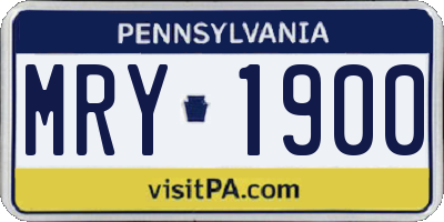 PA license plate MRY1900
