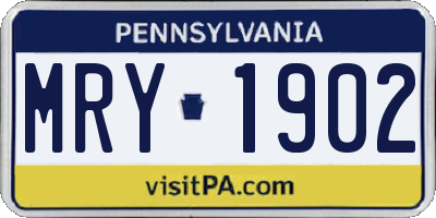 PA license plate MRY1902