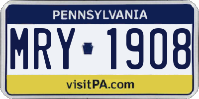 PA license plate MRY1908