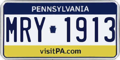 PA license plate MRY1913