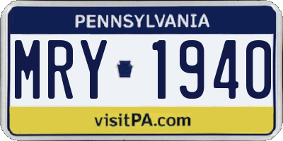 PA license plate MRY1940