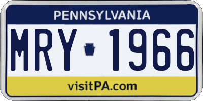 PA license plate MRY1966