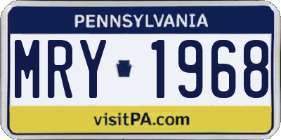 PA license plate MRY1968