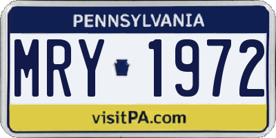 PA license plate MRY1972