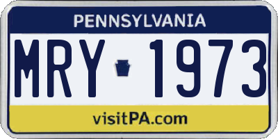 PA license plate MRY1973