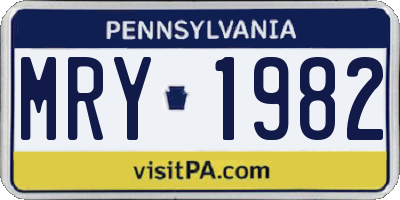 PA license plate MRY1982