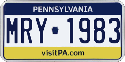 PA license plate MRY1983