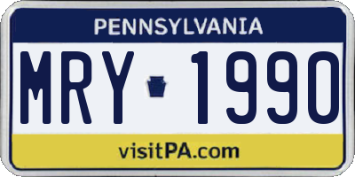 PA license plate MRY1990