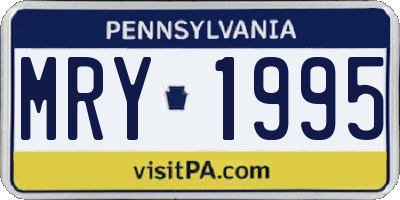 PA license plate MRY1995
