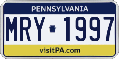 PA license plate MRY1997