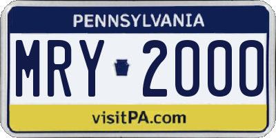 PA license plate MRY2000