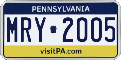 PA license plate MRY2005