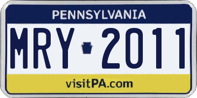 PA license plate MRY2011