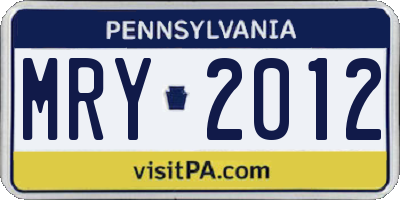 PA license plate MRY2012