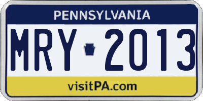 PA license plate MRY2013