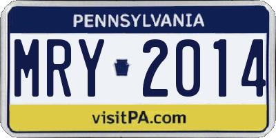 PA license plate MRY2014
