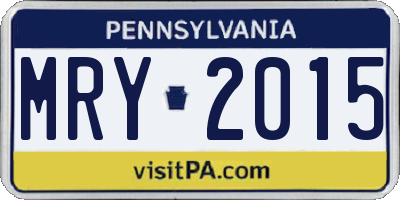 PA license plate MRY2015