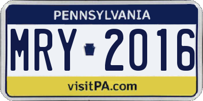 PA license plate MRY2016