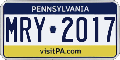 PA license plate MRY2017