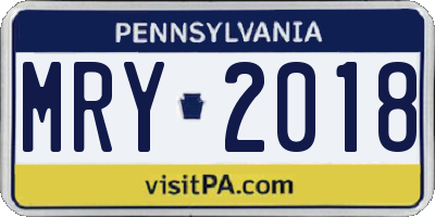 PA license plate MRY2018