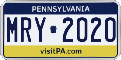 PA license plate MRY2020