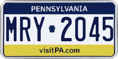 PA license plate MRY2045
