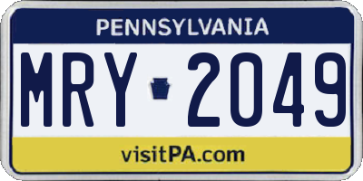 PA license plate MRY2049