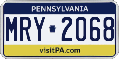 PA license plate MRY2068
