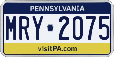 PA license plate MRY2075