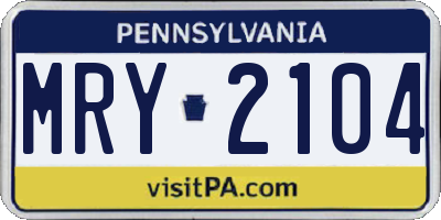 PA license plate MRY2104
