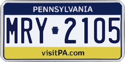 PA license plate MRY2105